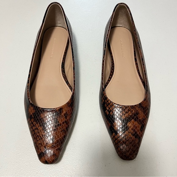 Banana Republic Leather Pointed Toe Flats Nutmeg Snake 8.5 - Picture 2 of 10